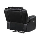 Lexicon Power Recliner Chair, Faux Leather Upholstered Home Theater Seating with LED Lighting, USB Charging Ports, Single Wall Hugger Reclining Chair for Living Room/Bedroom Easy Assembly, Black Lexicon