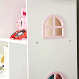 WODENY Pink Wooden Dollhouse Bookcase - 3-Tier Storage Organizer for Kids' Toys and Books WODENY