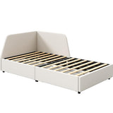 LIKIMIO Premium Twin Corner Day Bed Frame, Modern Upholstered Daybed with Headboard & Storage Drawers & Safety Rail, Perfect for Teen Room/Small Space/Apartment Essential LIKIMIO
