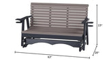 ECOMMERSIFY INC 5FT-Weathered Wood-Poly Lumber ROLL Back Porch Glider with Cupholder arms Heavy Duty Everlasting PolyTuf HDPE - Made in USA - Amish Crafted ECOMMERSIFY INC