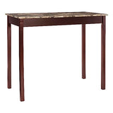 Linon Brown 3-Piece Table Faux Marble Tavern Set, 42" w x 22.25" d x 36" h Linon