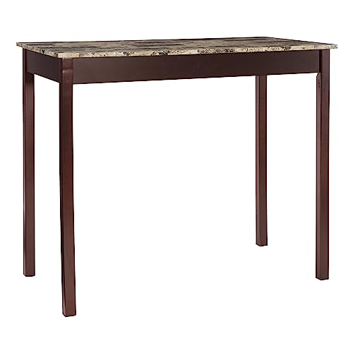 Linon Brown 3-Piece Table Faux Marble Tavern Set, 42" w x 22.25" d x 36" h - WoodArtSupply