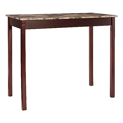 Linon Brown 3-Piece Table Faux Marble Tavern Set, 42" w x 22.25" d x 36" h - WoodArtSupply