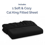 Cal King Fitted Bed Sheet - Bottom Single Fitted Sheet Only - Ultra-Soft Hotel Luxury Bedding w/ 8-16 Inch Deep Pockets - Breathable, Cooling & Wrinkle Free - Easy-Fit, Fade & Shrink Resistant - Black CGK Unlimited