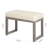 CangLong 27 Inch Wide Ottoman Bench, Rectangle Footstool with Linen Look Fabric and Wood Leg for Entryway, Bedroom & Living Room, Beige CangLong