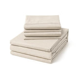 ClevaHome King Size Sheet Set - 6 Piece Soft Breathable Luxury Bed Sheet Set - Shrinkage & Fade Resistant Embroidered Bedding Sheet with Deep Pocket, 2 Extra Pillowcases (King, Oat Milk) Cleva