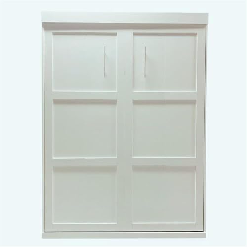 MAKLAINE Contemporary Modern Engineered Wood Flexible Slat System Dual-Mounted Queen Murphy Bed 65-inch Space-Saving in White MAKLAINE