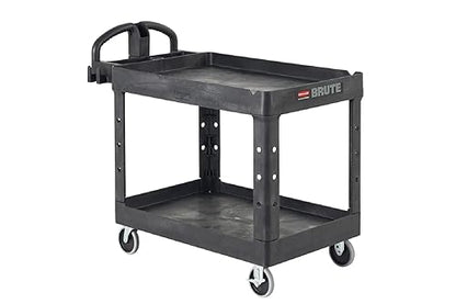 Rubbermaid Commercial Products 2-Shelf Utility/Service Cart, Medium, Lipped Shelves, Ergonomic Handle, 500 Lbs Capacity, for