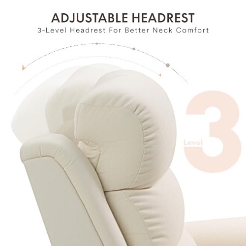 FLEXISPOT Souffle-Pro Swivel Rocker Recliner Chair with Nightlight, Power Nursery Glider Recliner with Massage & Heat, Adjustable Headrest, Oeko-TEX Fabric, Ideal for Nursery & Home Relaxation, Cream