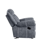 Gray Velvet Recliner with & Table - 3 Seat, and Relaxing, Stable, Stylish Tuft Workmanship, Soothing Two Tone Port Table, Soft Fluffy, Strong Wood Metal Frame, Classy Tufting, Comfy MOOSH