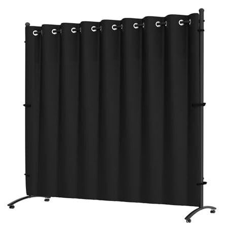 Phonjoroo Room Divider, Curtain Privacy Screen with 360°Lockable Wheels 6FT Portable Room Divider Panel Freestanding Partition Divider Screen for Separator Wall Divider Bedroom Office (Black) Phonjoroo