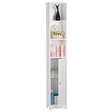 Bonnlo Narrow Cabinet, 67" Tall Slim Bathroom Storage Cabinet 12" Wide White Skinny Linen Cabinet with 3 Open Shelves Single Door Adjustable Shelf Space Saving Corner Pantry Bonnlo