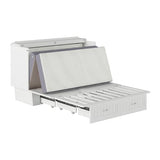 AFI, Nantucket Queen Murphy Bed Chest with Mattress, Storage Drawer and Built-In USB Charger, White AFI