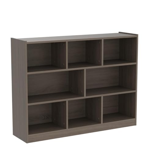 Tangkula Modern 8-Cube Bookcase in French Oak Grey - Versatile 3-Tier Open Storage Shelf - WoodArtSupply