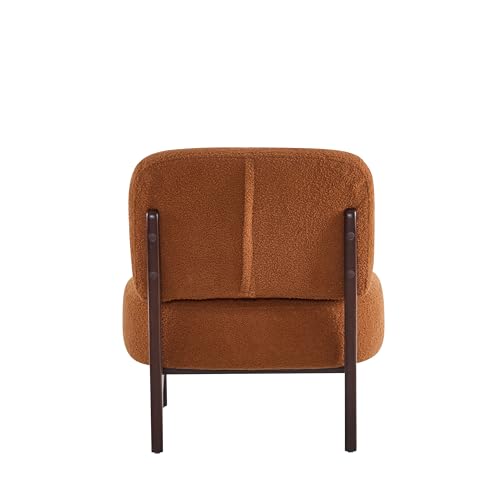 BTYJLEBE Accent Chair Modern Lounge Chair, Comfy Upholstered Reading Room Chair with Solid Wood Frame, Elegant Design for Living Room, Bedroom,Office(Orange) BTYJLEBE