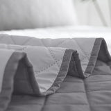 Easy-Going King Size Reversible Quilt Set with 1 Quilt and 2 Pillow Shams, Soft Bed Quilt Cover, Water Resistant Lightweight Microfiber Bedspread, Stain Resistant, Gray/Light Gray Easy-Going