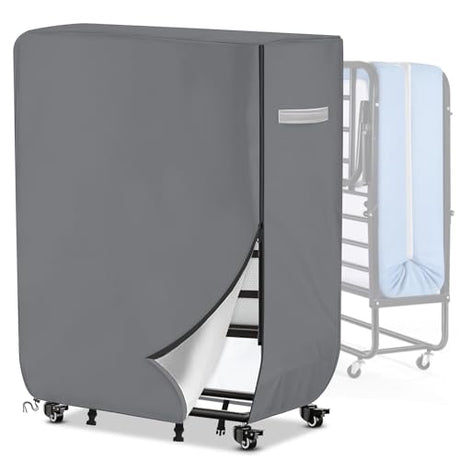 COSHNIBI Rollaway Bed Storage Cover,Heavy Duty Waterproof Storage Cover with Zipper for Single Cot Size 32-Inch Folding Bed,33" L x 14" W x 44" H,Grey COSHNIBI