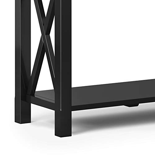 SIMPLIHOME Kitchener SOLID WOOD 47 inch Wide Contemporary Console Sofa Table in Black with Storage, 2 Drawers and 1 Shelf, for the Living Room SIMPLIHOME