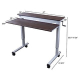 S STAND UP DESK STORE Crank Adjustable Tier Standing Desk with Heavy Duty Steel Frame (Silver Frame/Dark Walnut Top, 48in Wide) S Stand Up Desk Store