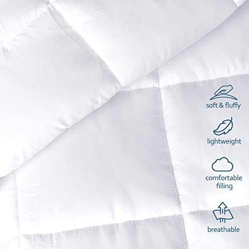 Moonsea Down Alternative Comforter Duvet Insert Queen Size White, Queen Size Blanket Duvet Insert with Corner Tab, Lightweight, All Season, Plush Siliconized Fiber Fluffy Filling - Box Stitched Moonsea