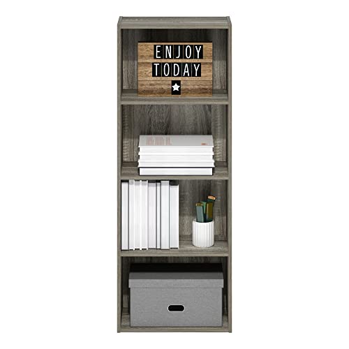 Furinno Luder 4-Tier Bookcase in French Oak - Stylish Storage Solution - WoodArtSupply