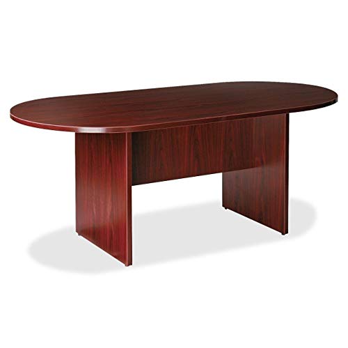 Lorell Oval Conference Table, Top and Base, 72" x 36" x 29-1/2", Mahogany - WoodArtSupply