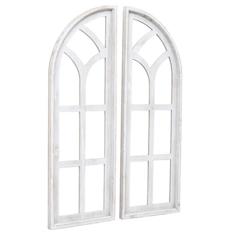 SwallowLiving 24" x 36" Farmhouse Rustic Farmhouse Cathedral Wood Architecture Window Frame Wall Decor Set of 2 SwallowLiving