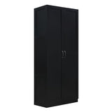 Manhattan Comfort Cornelia Modern Storage Cabinet with Doors and Shelves 2.0 - Tall Freestanding Wardrobe Closet with 4 Adjustable Cubbies for Bedroom or Linen Use, Set of 1, Black Manhattan Comfort