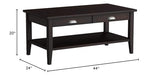 Leick Home 10504 Laurent Two Drawer Coffee Table with Shelf, Chocolate Cherry Leick Home