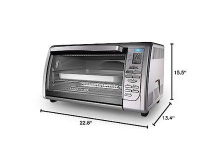 Black+Decker Countertop Convection Toaster Oven, 8 One-touch Cooking Functions, Stainless Steel