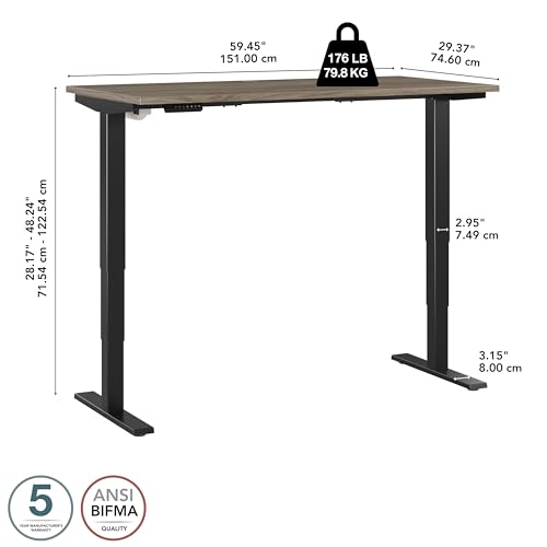 Bush Business Furniture Move 40 Electric Height Adjustable Desk with Black Base, Ergonomic Sit-Stand Computer Table for Home and Professional Office, Bush Business Furniture