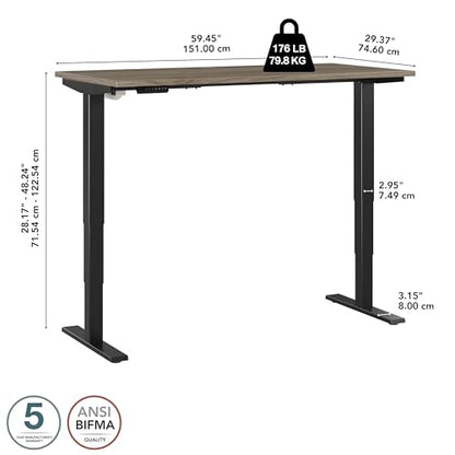 Bush Business Furniture Move 40 Electric Height Adjustable Desk with Black Base, Ergonomic Sit-Stand Computer Table for Home and Professional Office, - WoodArtSupply