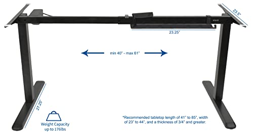VIVO Electric Stand Up Desk Frame Workstation with Memory Touch Pad, Single Motor Ergonomic Standing Height Adjustable Base, Black, DESK-V102E VIVO