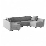 HONBAY Modular Sectional Sofa U Shaped Sectional Modular Sofa with Storage Convertible Modular Sectional Couch for Living Room, Grey HONBAY