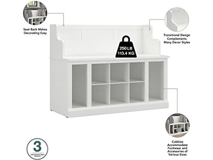 kathy ireland Home by Bush WDL012WAS 69-Inch Entryway Storage Set with 6 Shelves, White Ash - WoodArtSupply