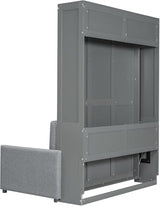 Virubi Full Murphy Bed with Couch,Wood Folding Murphy Wall Bed Cabinet with Sofa (Grey,Full) Virubi
