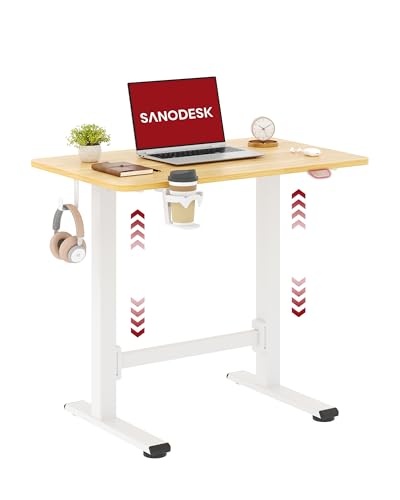 SANODESK Mobile Workstation Standing Desk with Gas-Spring Lift, Rolling Desk 32x20''Adjustable Height, One-Piece Desktop Workstation，Walking Pad & Treadmill Compatible, Portable Home Office SANODESK