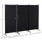 HOMCOM 6 Ft Tall 3 Panel Fabric Room Divider, Freestanding Partition Wall Divider, Folding Privacy Room Separator for Indoor, Home Office, Black HOMCOM