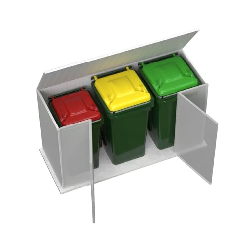 Absco Utility 7.5 Ft. x 2.5 Ft. Garbage Can Metal Storage Shed DIY Galvanized Steel Sheds for Garbage Can, Trash Bin, and Junk Storage Tools, Firewood, Gardening Equipment (Surfmist White) ABSCO