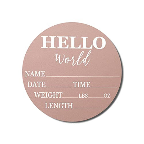 Hickory Hollow Designs - Baby Announcement Sign for Newborn Boys and Girls (Color Bases) - Hello World Nursery Decor Sign & Photo Prop for Babies Hickory Hollow Designs