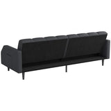 COPIAE Faux Leather Sofa Bed, 78“ Futon Sofa Bed, Adjustable Futon Set Backrest, Sleeper Sofa Couch, Modern Decor Love Seat Couches, Upholstered Couch for Living Room, Bedroom, Dark Gray COPIAE