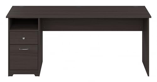 Bush Furniture Cabot Desks for Home Office with Storage and Chrome Hardware | Elegant Computer Table with Drawers, 72W, Heather Gray Bush Business Furniture