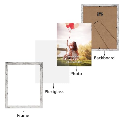 HORLIMER 8x10 Picture Frame Set of 15, Distressed White Picture Frames Display 8 by 10 Photo for Wall or Tabletop - WoodArtSupply