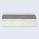 Handicrafts Home Large Decorative Storage Box with Lid – Black White Modern Storage Box, Remote Control Organizer for Coffee Table, Console & Living Room Decor – Mono Sprint 12 x 6 x 2 Handicrafts Home