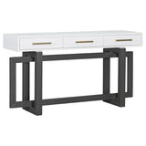Knocbel Long Console Table with 3 Drawers and Handles, Minimalist Entryway Sofa Tables with Cross Sled Base for Living Room Hallway, 15.7" D x 57" W x 30.6" H Gray and Whitetop Knocbel