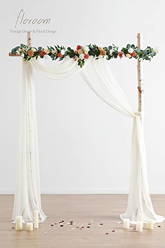 Floroom Wedding Arch Draping Fabric 2 Panels 20Ft Ivory Chiffon Fabric Drapes Arbor Drapery Wedding Ceremony Reception Swag Decorations Floroom