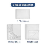 3 Piece Twin Sheets Set | Twin Bed Sheets Set – Light Weight, Soft Breathable Sheets | Brushed Cotton Rich Blend | Secure-Fit, Wrinkle Resistant, Durable, Easy Care Bed Sheets | Comfy Sheets | White Martex