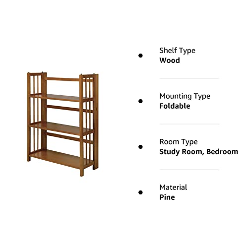 Casual Home 3-Shelf Stackable 27.5" Wide-Chestnut fold Bookcase - WoodArtSupply