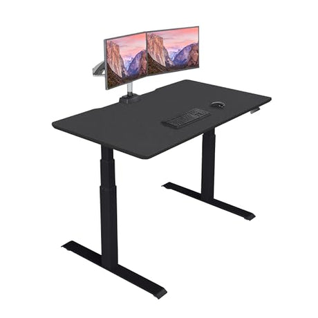 Vari Classic Electric Standing Desk - VariDesk Height Adjustable Sit/Stand Desk - Dual Motor with Memory Presets, Stable T-Style Legs - Gaming or Home Office Workstation - 60”x30”, Black/Black Vari