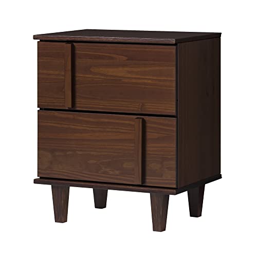 Walker Edison Sprague Contemporary Detailed Drawer Solid Wood Nightstand, 20 Inch, Walnut - WoodArtSupply